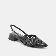 BIRDIE FLATS BLACK WOVEN LEATHER