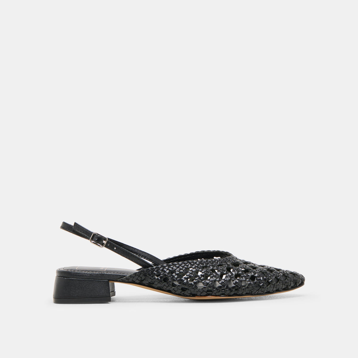 BIRDIE FLATS BLACK WOVEN LEATHER