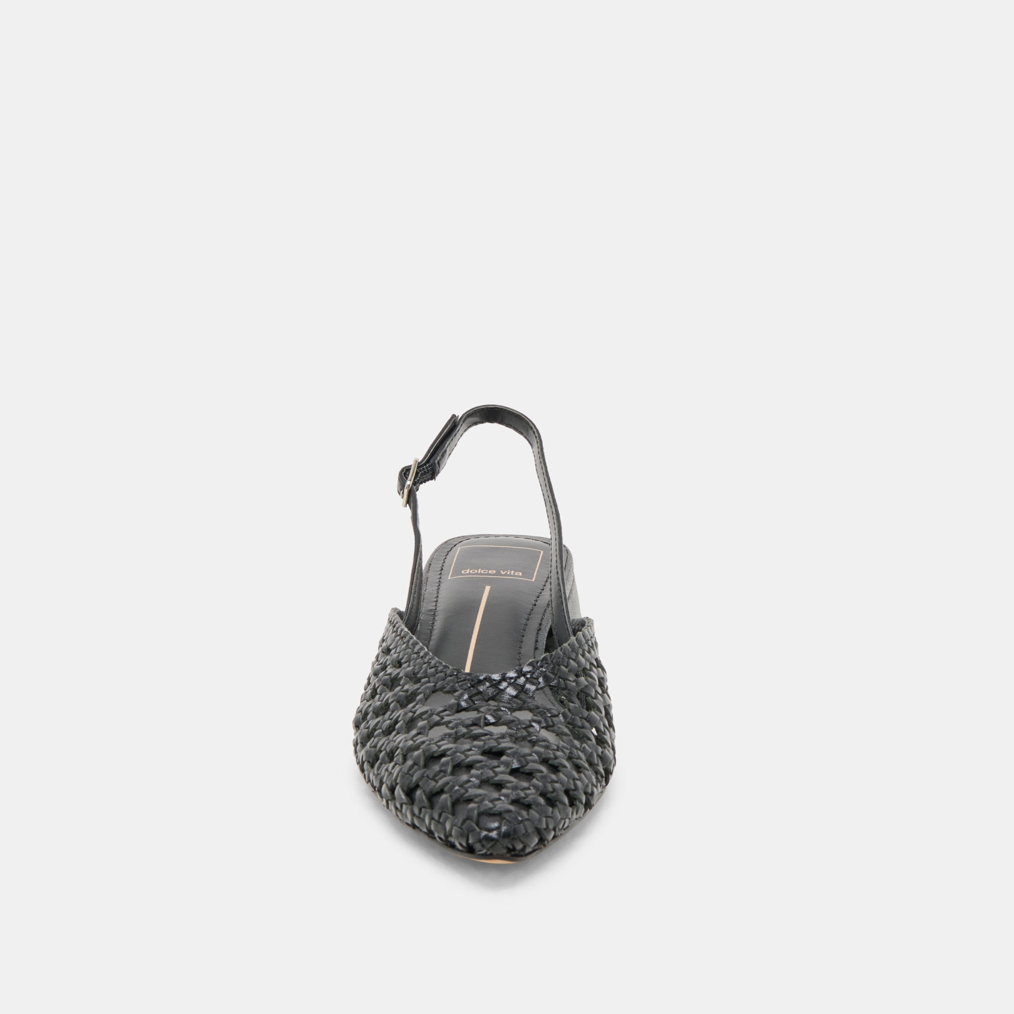BIRDIE FLATS BLACK WOVEN LEATHER