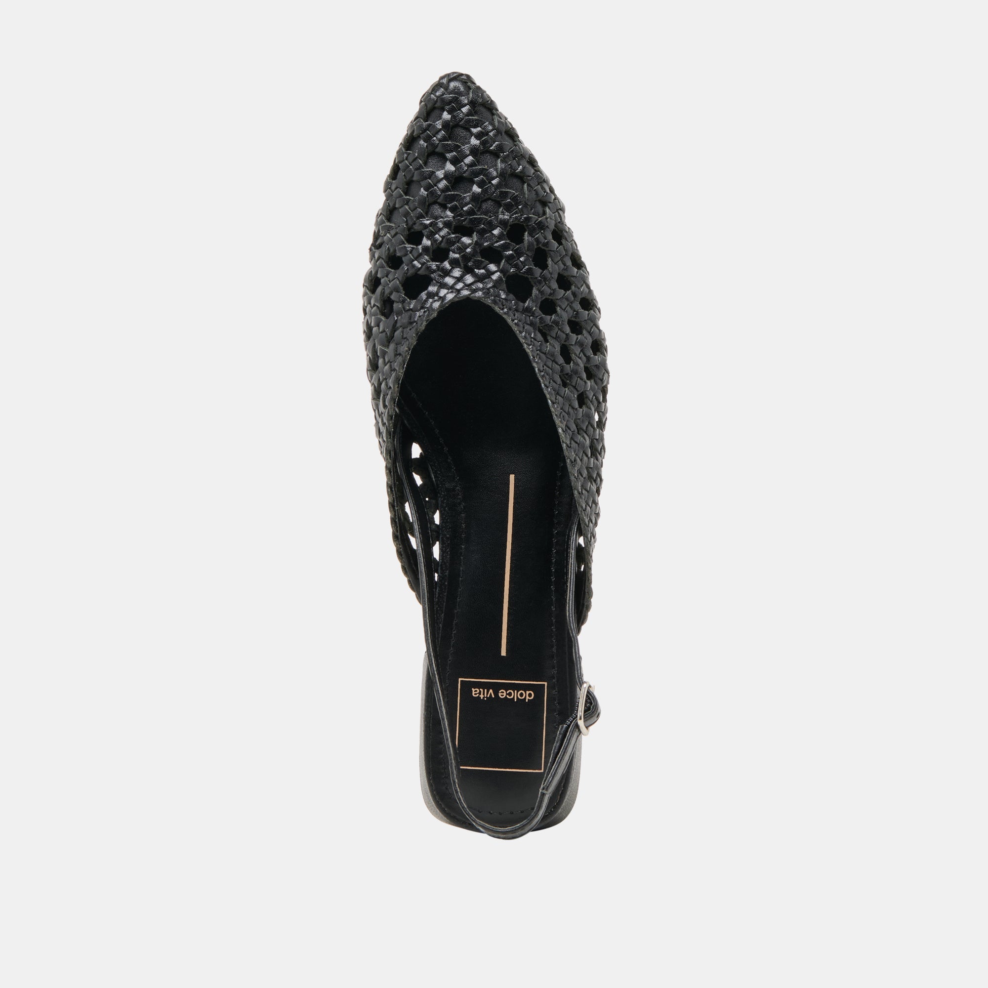 BIRDIE FLATS BLACK WOVEN LEATHER