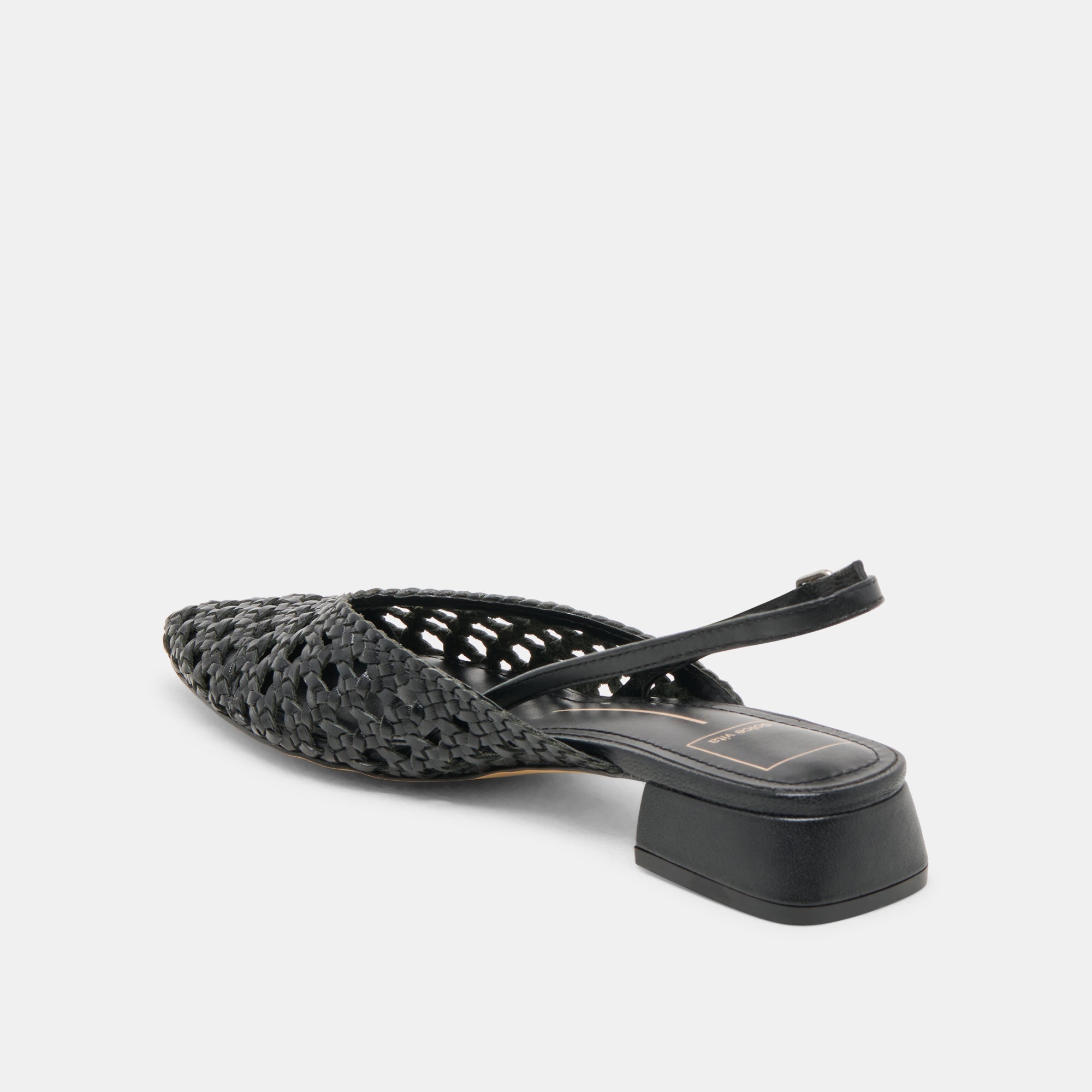 BIRDIE FLATS BLACK WOVEN LEATHER