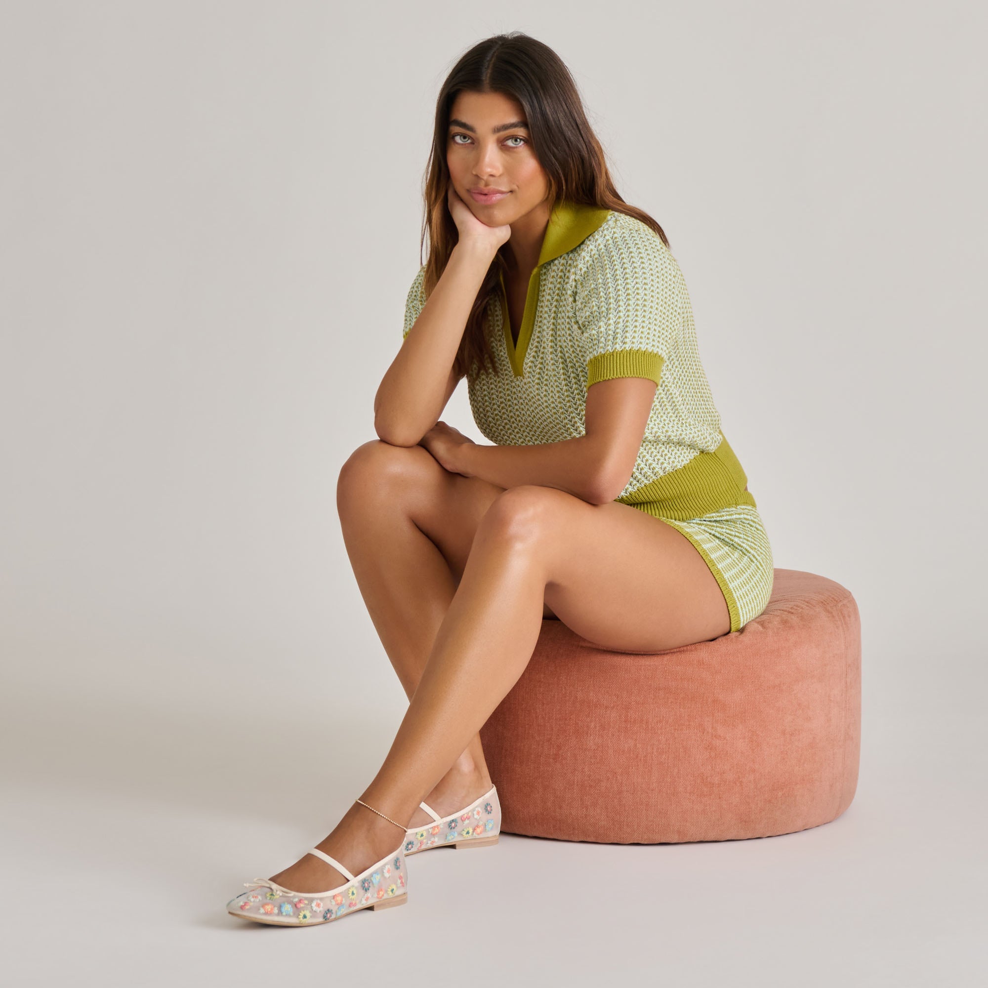 CADEL FLORAL BALLET FLATS IVORY FLORAL MESH