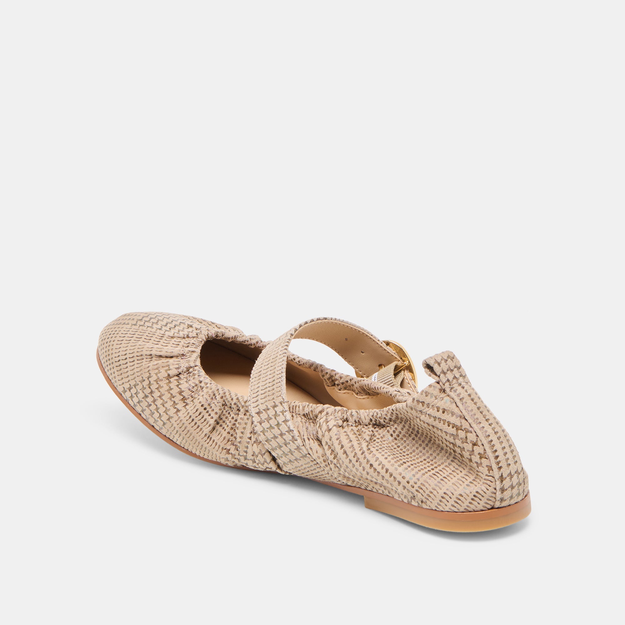 CAELY BALLET FLATS HERRINGBONE PRINTED SUEDE