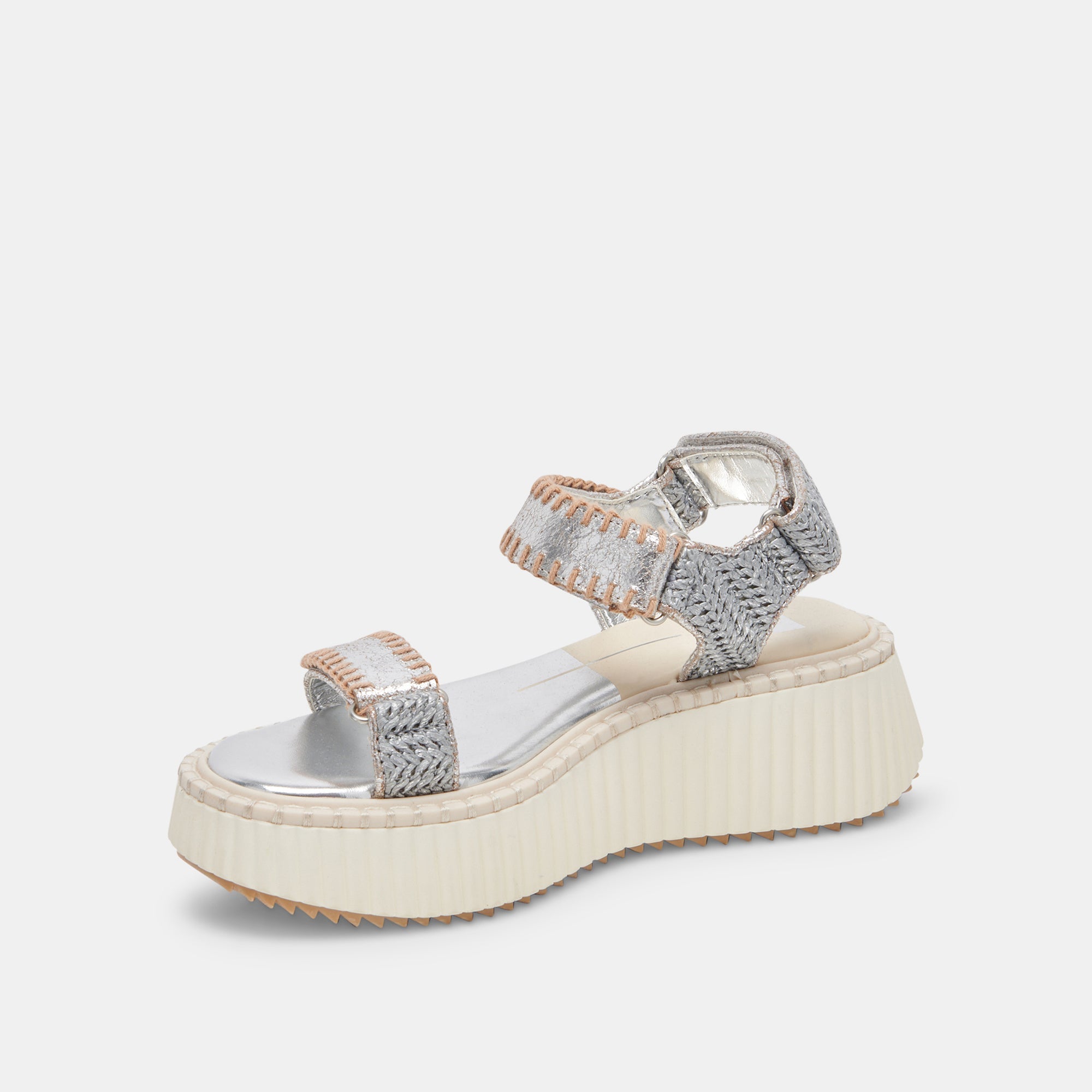 DEBRA SANDALS SILVER DISTRESSED LEATHER - re:vita