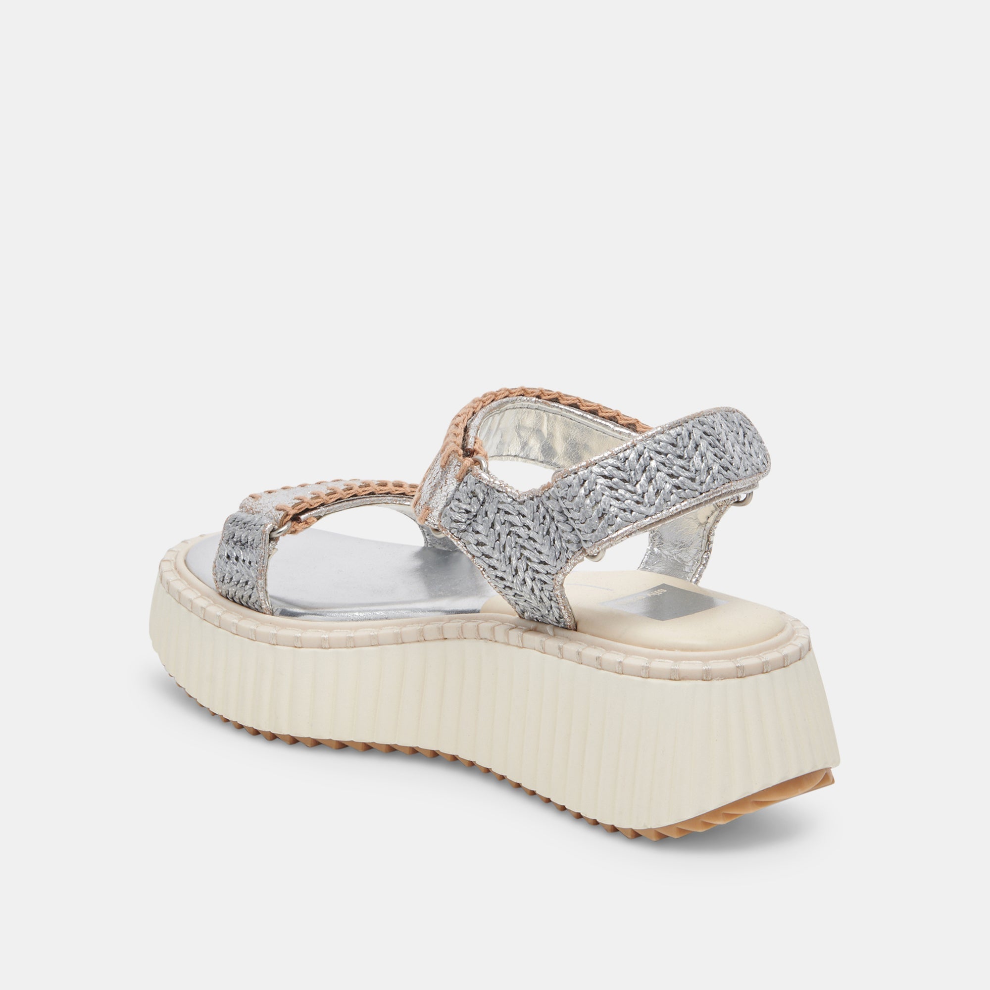 DEBRA SANDALS SILVER DISTRESSED LEATHER - re:vita