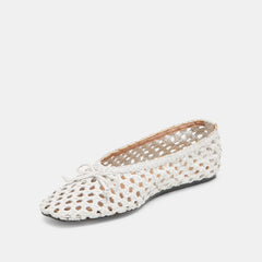 EDDA BALLET FLATS BONE WOVEN LEATHER