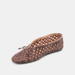 EDDA BALLET FLATS BROWN WOVEN LEATHER