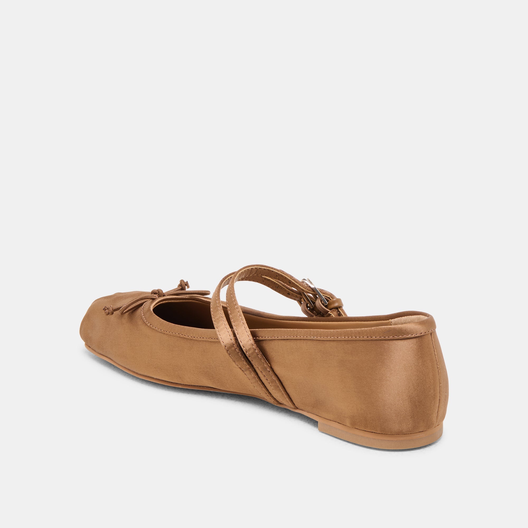 GIBSEN BALLET FLATS MID BROWN SATIN