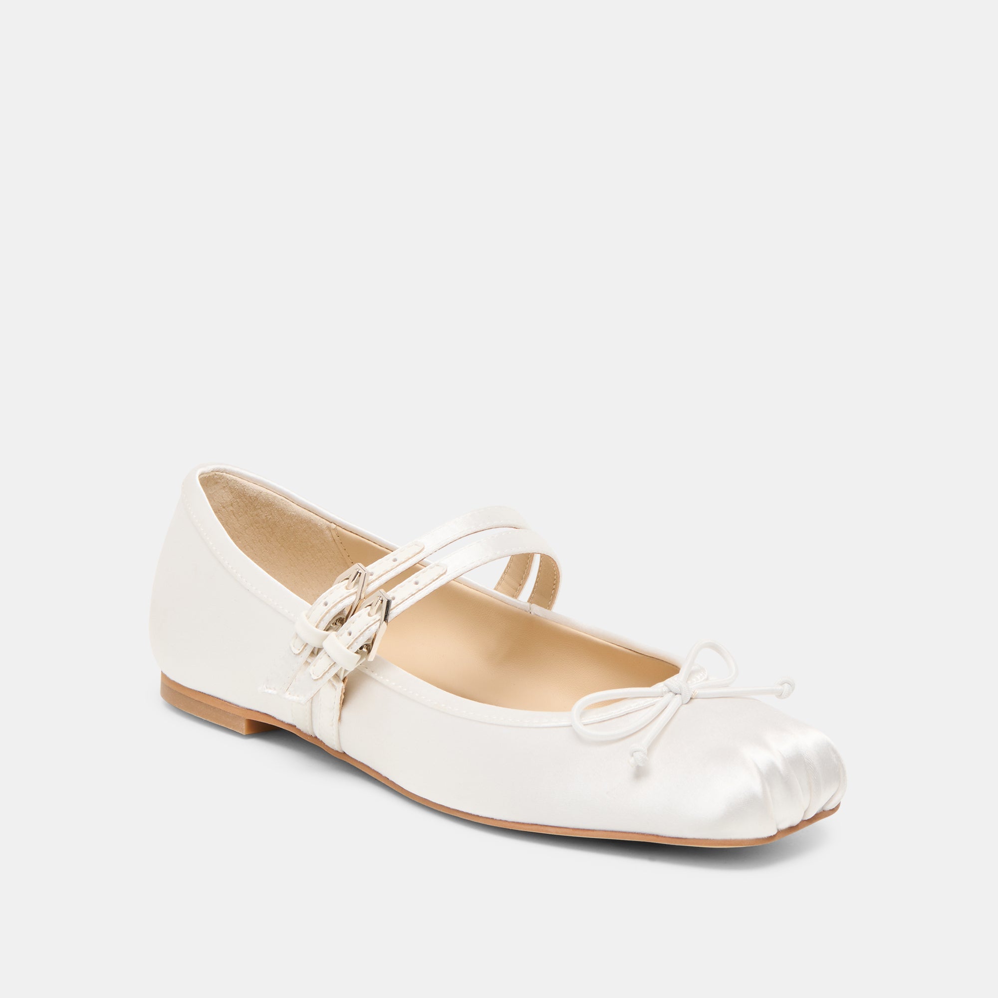 GIBSEN BALLET FLATS TRUE WHITE SATIN