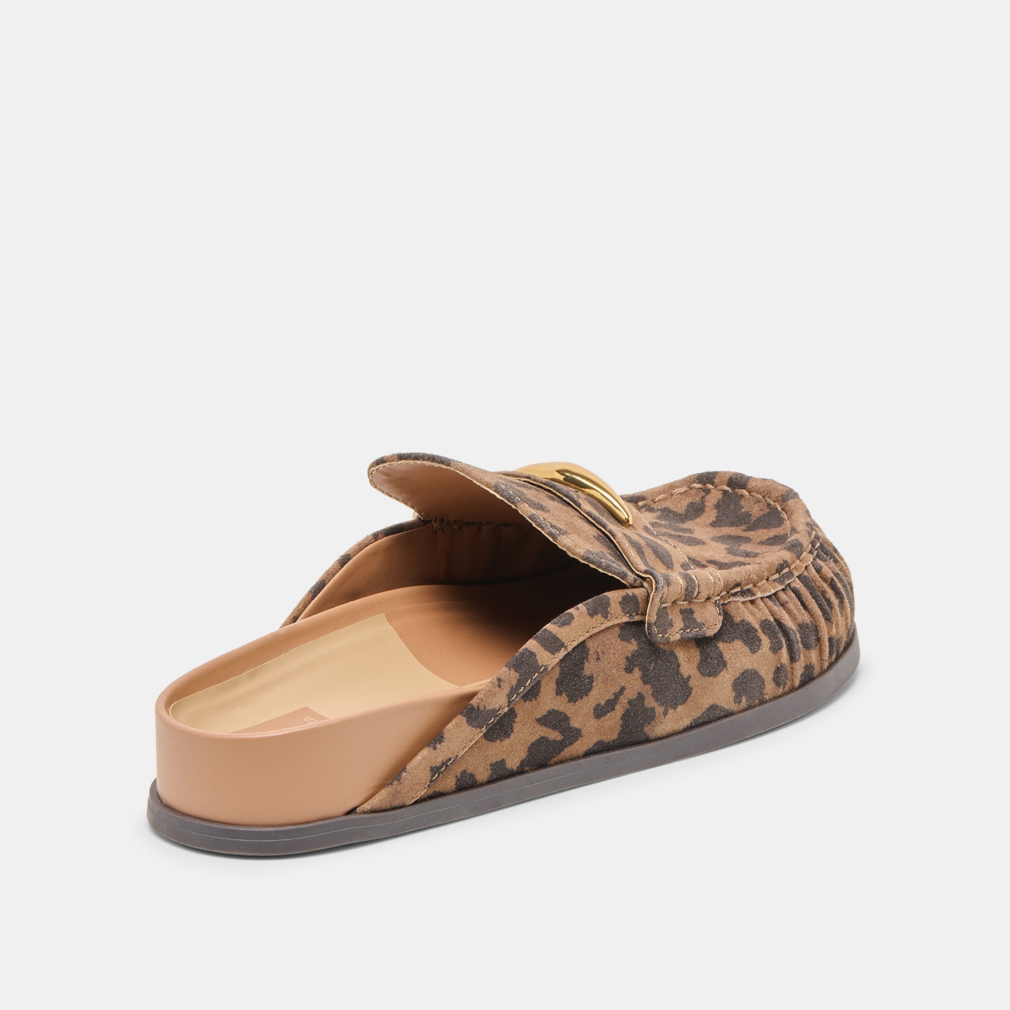 JODERO FLATS BROWN LEOPARD PRINTED SUEDE
