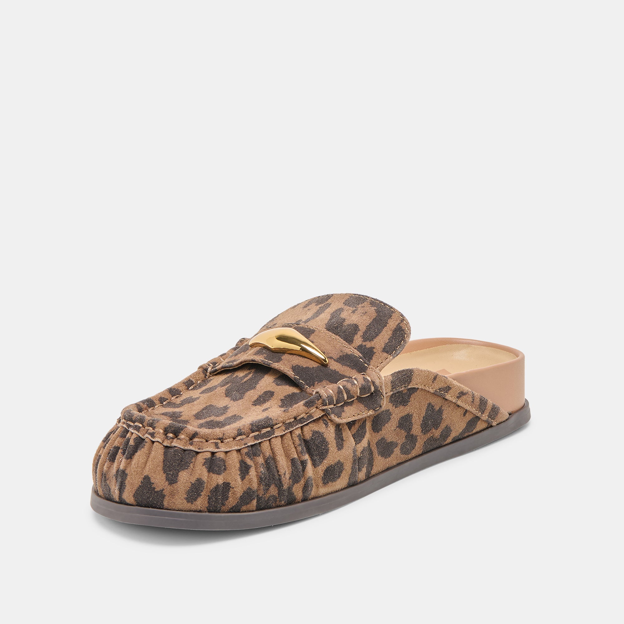 JODERO FLATS BROWN LEOPARD PRINTED SUEDE