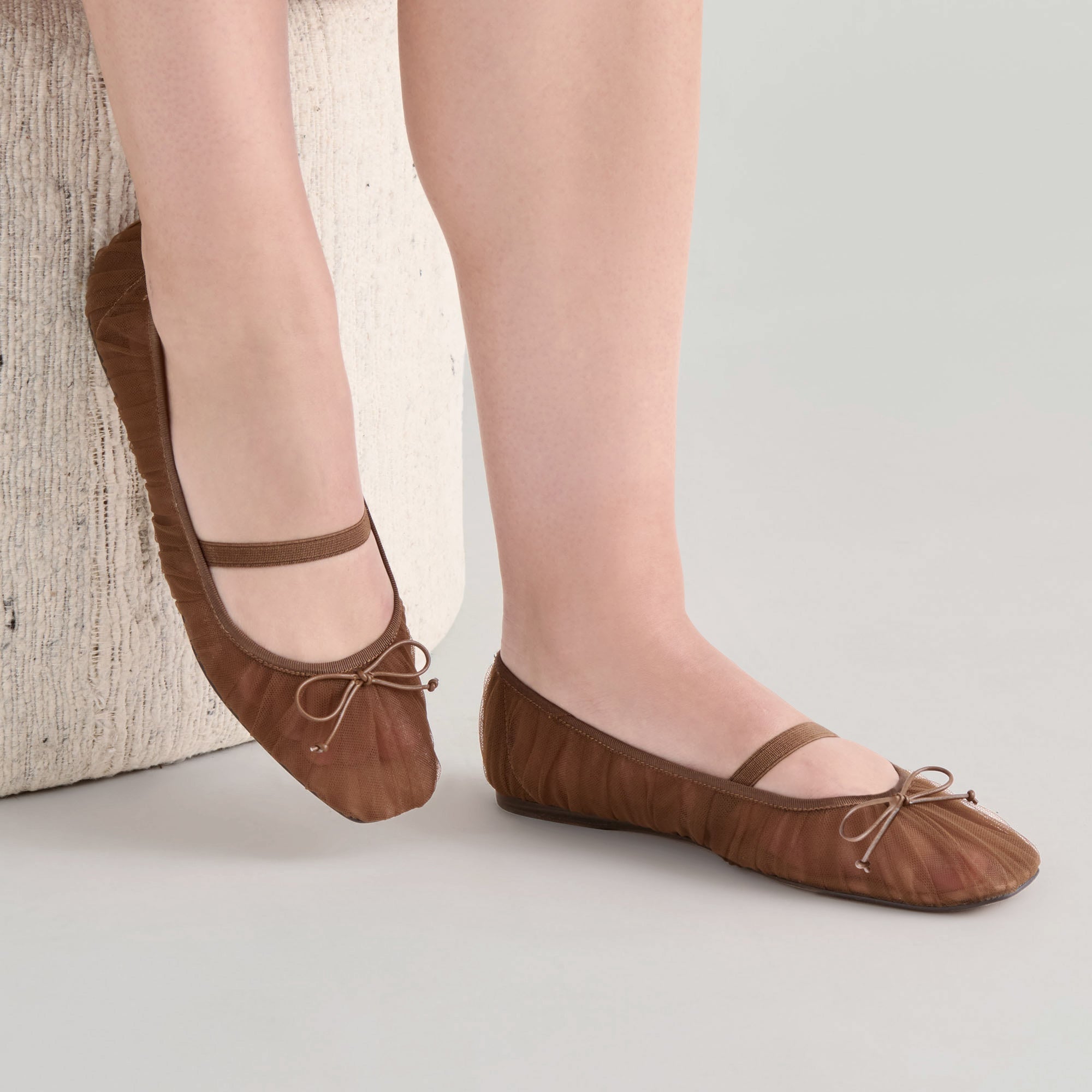RAEVEN BALLET FLATS MID BROWN TULLE