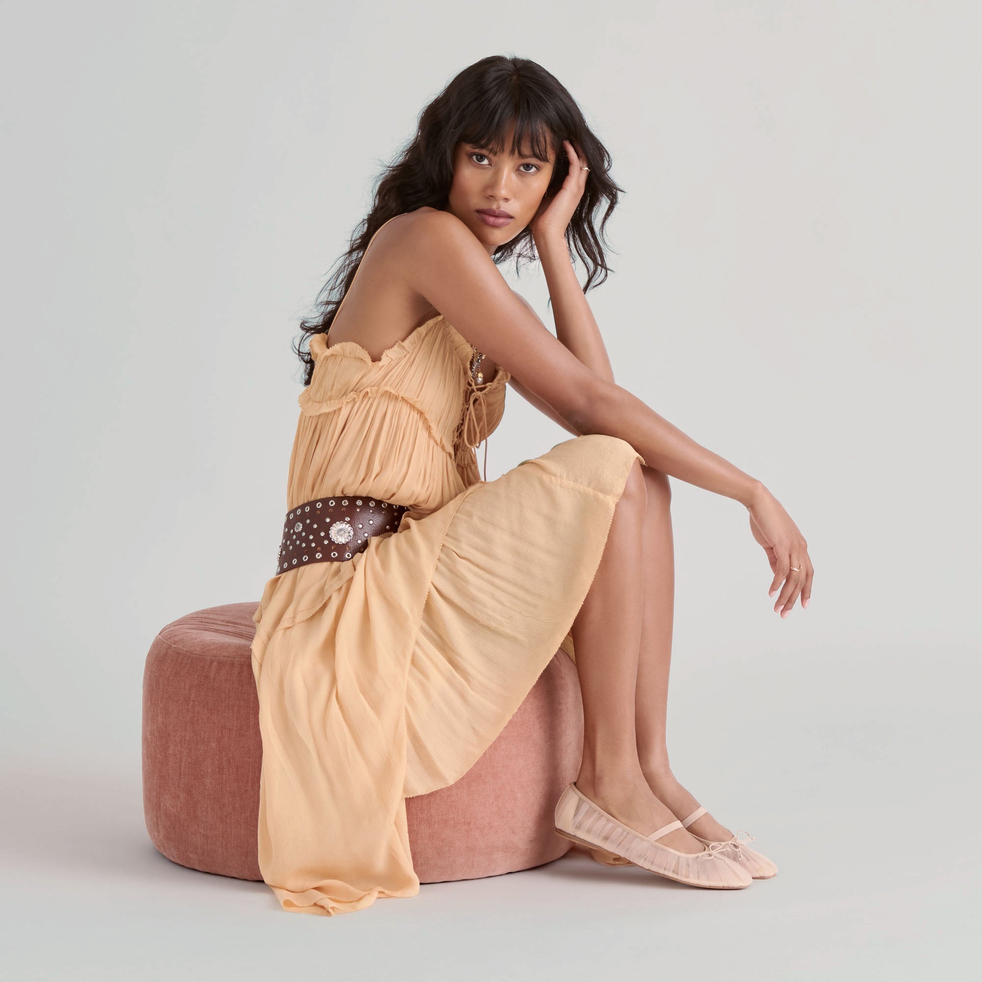 RAEVEN BALLET FLATS PRALINE TULLE