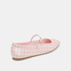 REYES X BYRDIE GOLF WIDE BALLET FLATS PINK PLAID GINGHAM