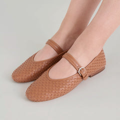 ROSLYN WOVEN BALLET FLATS SADDLE WOVEN LEATHER