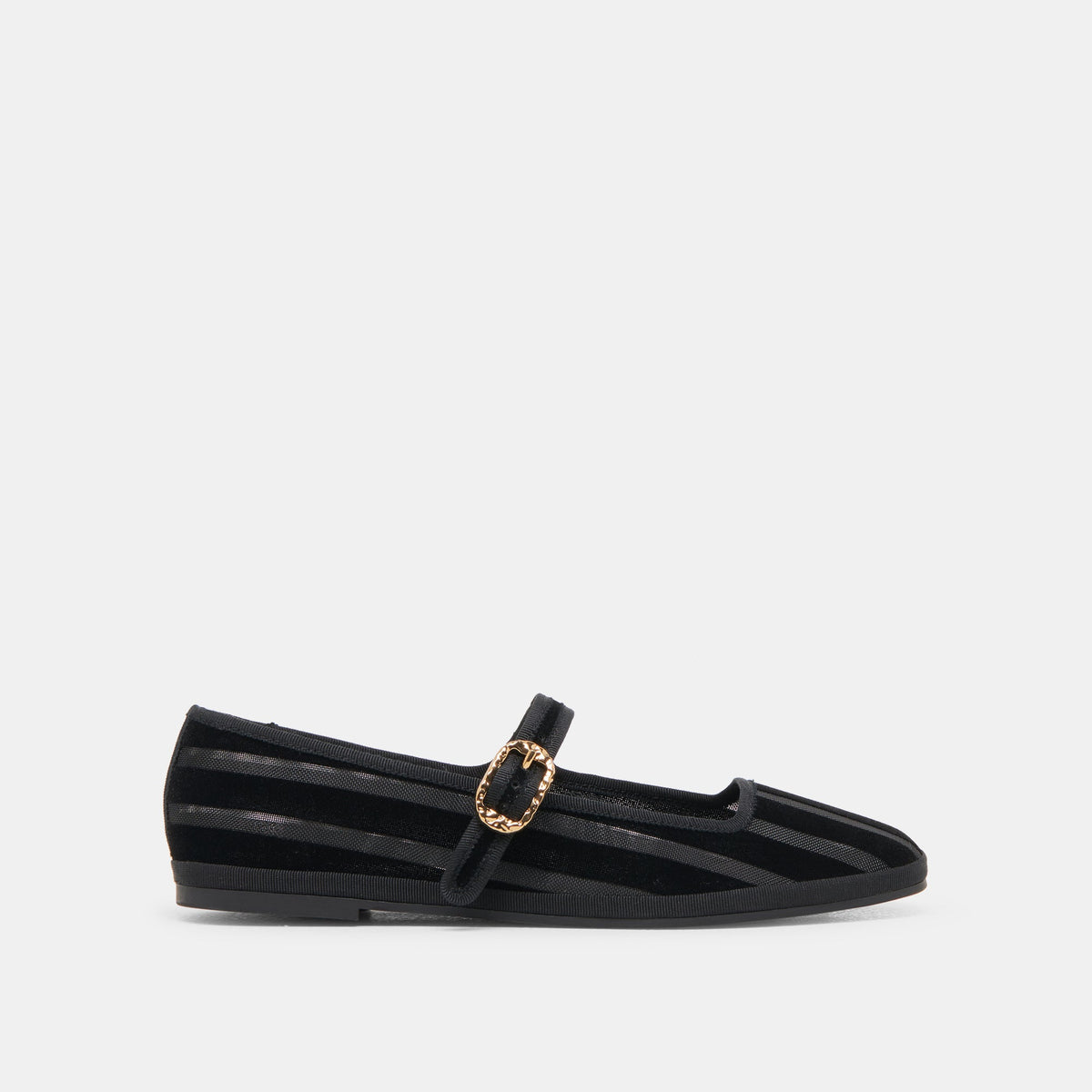 TAMEKA BALLET FLATS BLACK STRIPE MESH