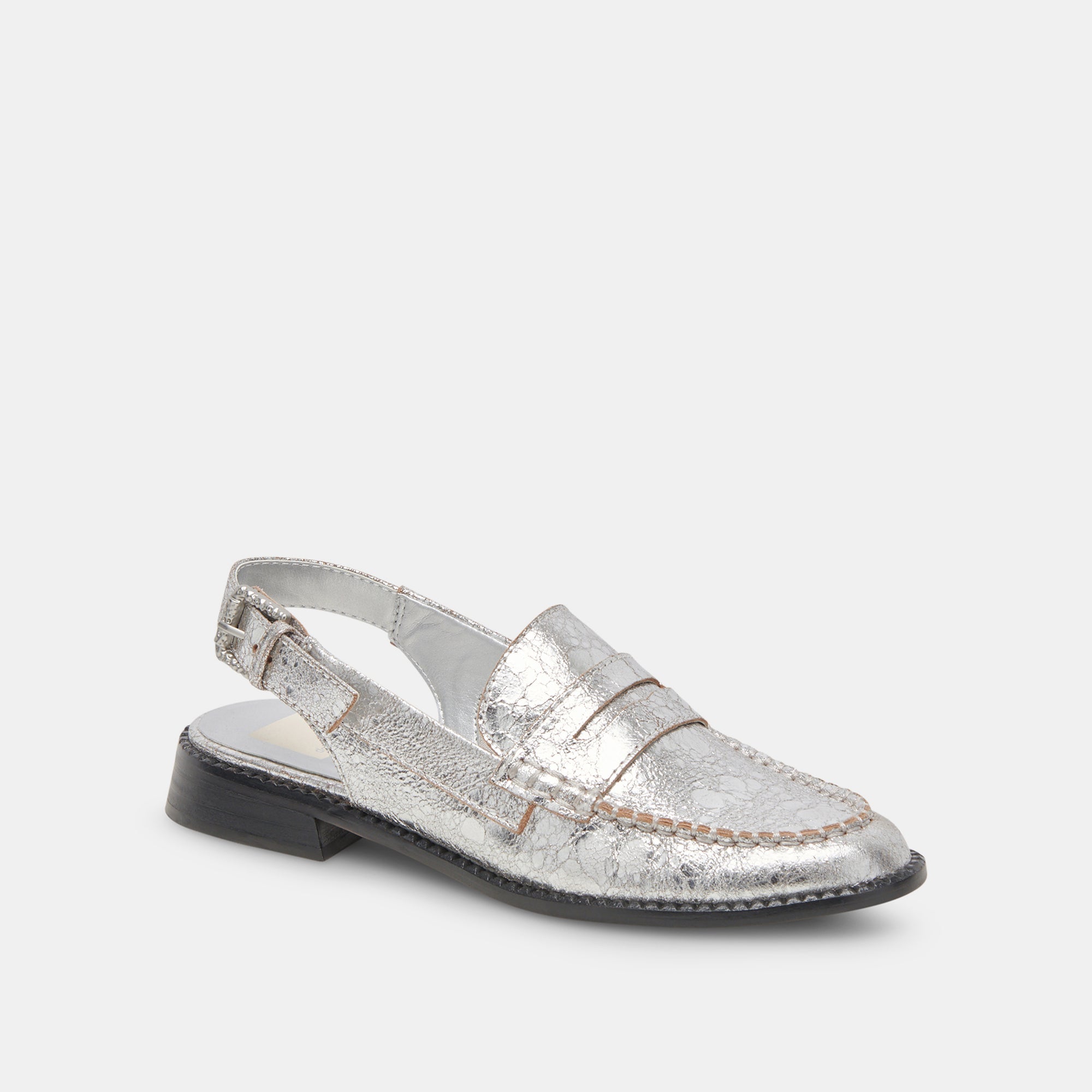 HARDI WIDE LOAFERS SILVER CRACKLED LEATHER - re:vita