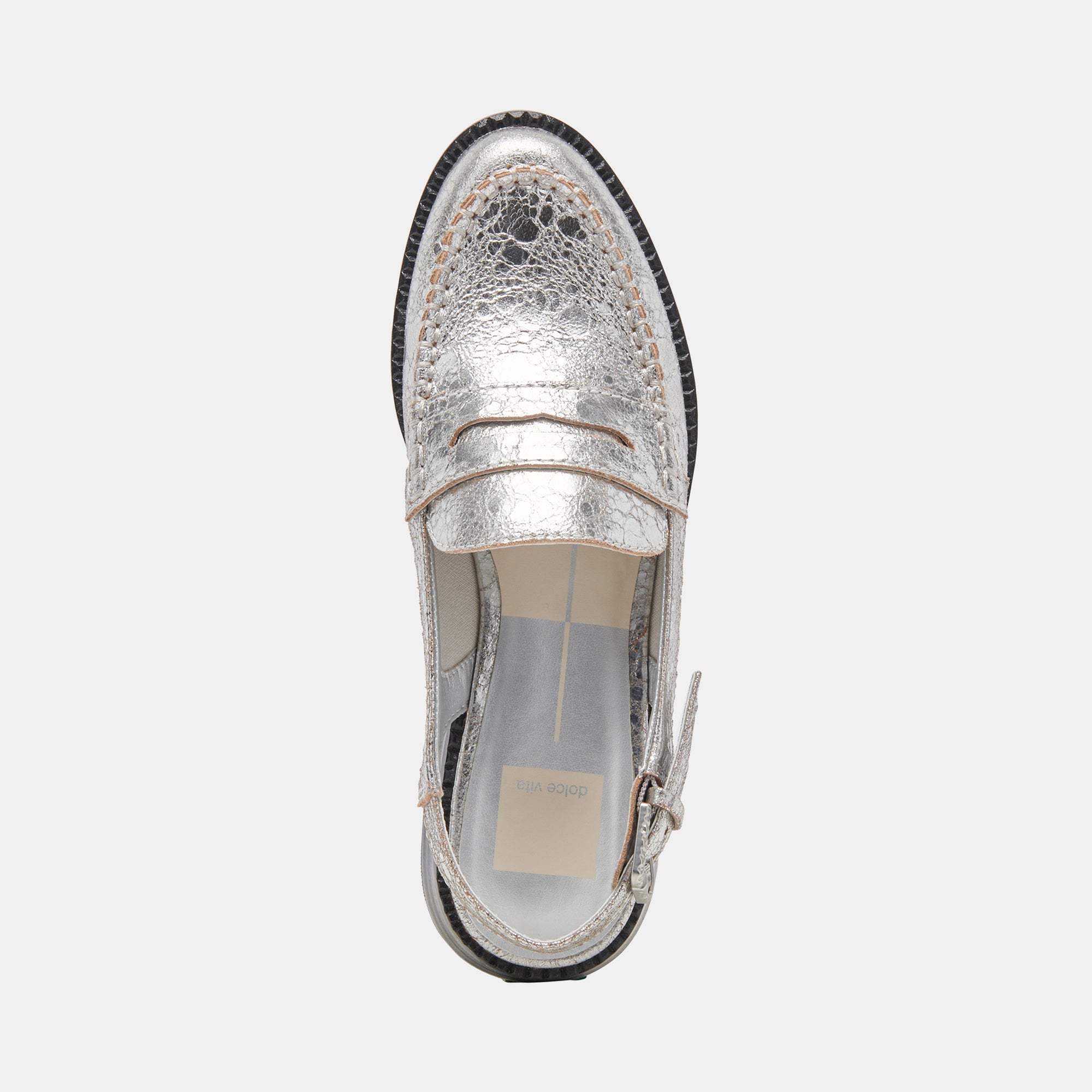HARDI WIDE LOAFERS SILVER CRACKLED LEATHER - re:vita