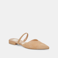 KANIKA WIDE FLATS TAN SUEDE - re:vita