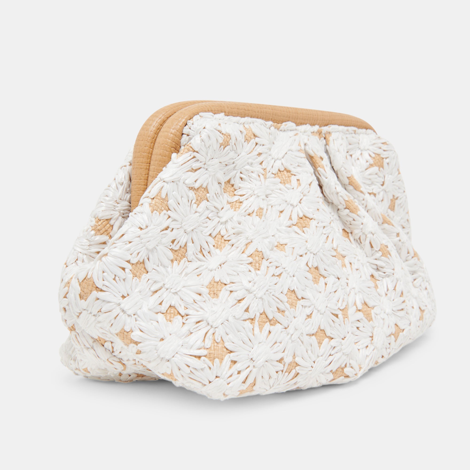 FIORE CLUTCH EMBROIDERED NATURAL RAFFIA