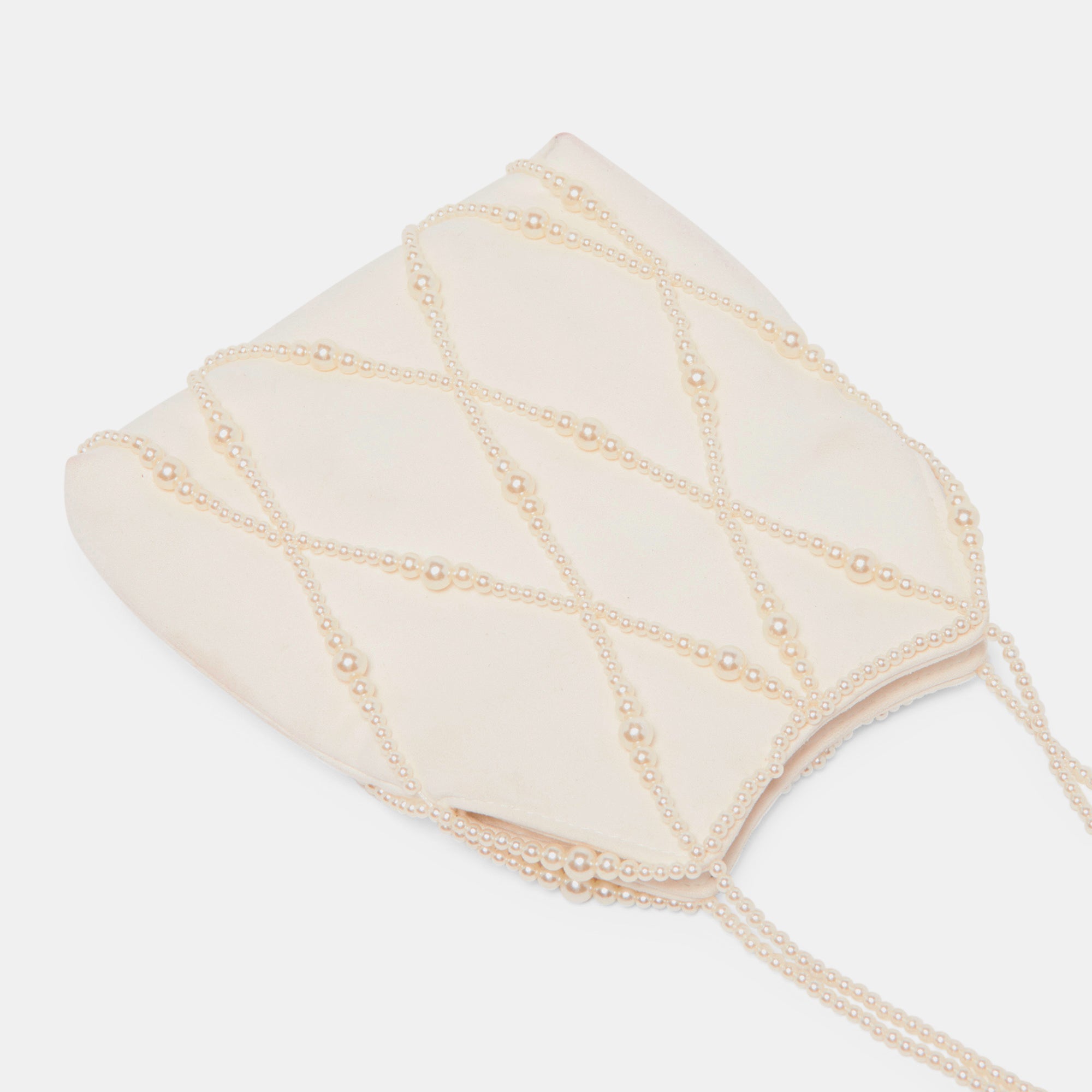 SERILDA PEARL HANDBAG IVORY SATIN