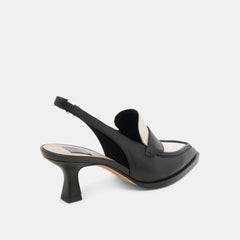 ADELE HEELS BLACK WHITE LEATHER - re:vita