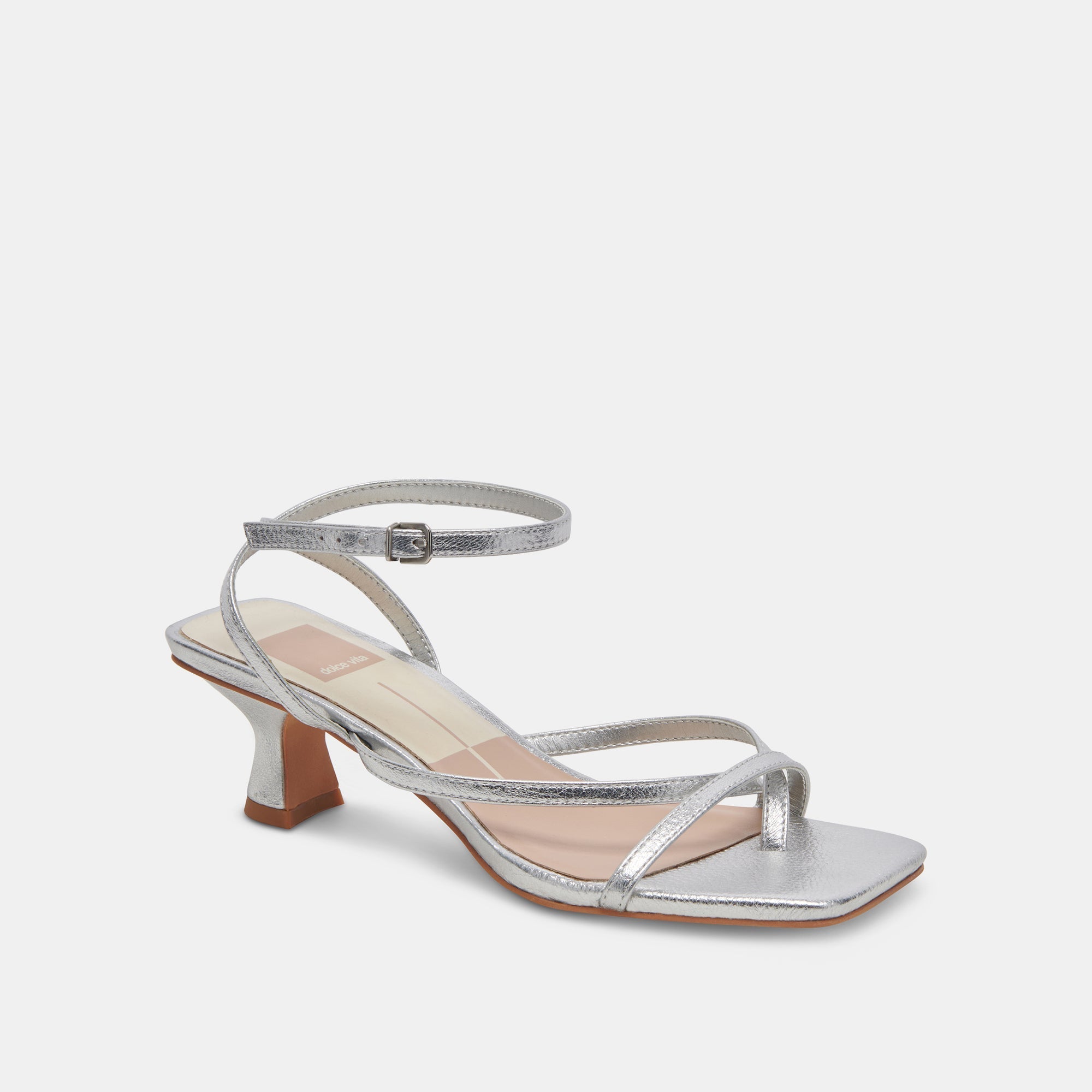 BAYLOR HEELS SILVER METALLIC LEATHER - re:vita