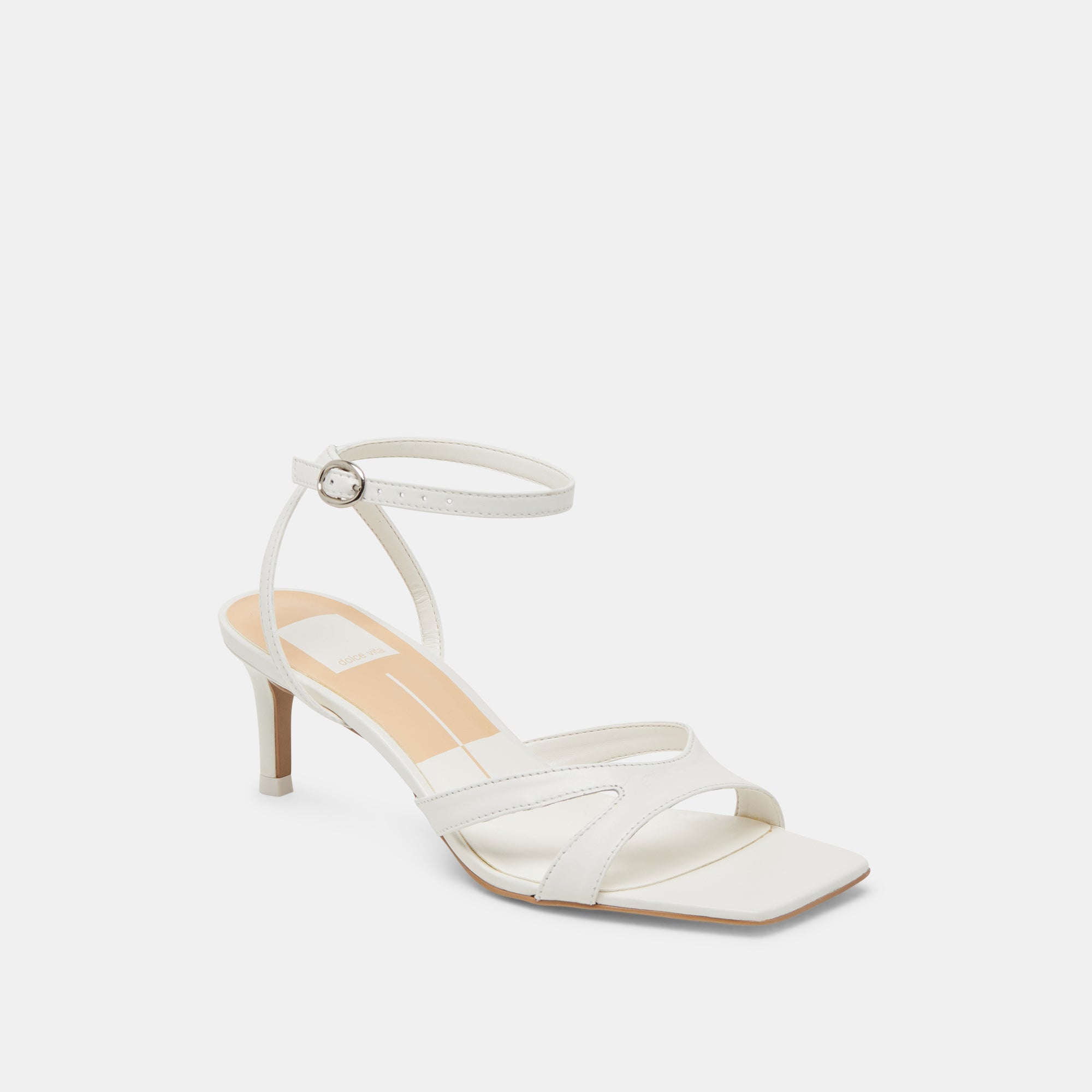 BECKI WIDE HEELS TRUE WHITE LEATHER