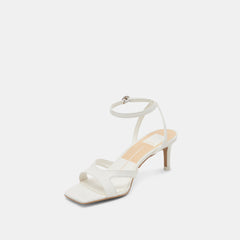 BECKI WIDE HEELS TRUE WHITE LEATHER