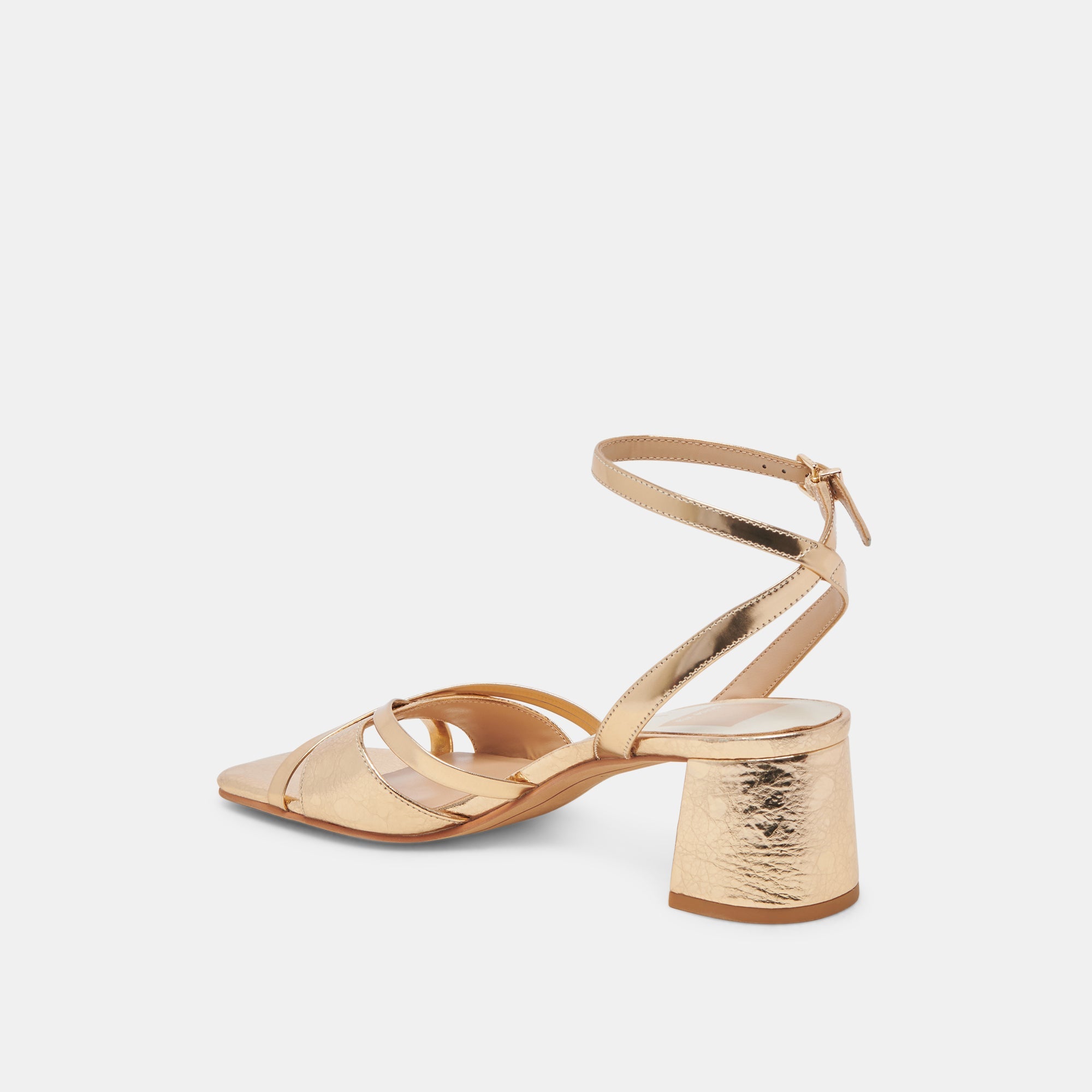 BLAKLY HEELS GOLD DISTRESSED LEATHER - re:vita