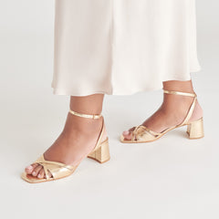 BLAKLY HEELS GOLD DISTRESSED LEATHER - re:vita