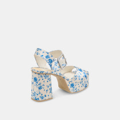 BOBBY PEARL HEELS BLUE FLORAL SATIN - re:vita