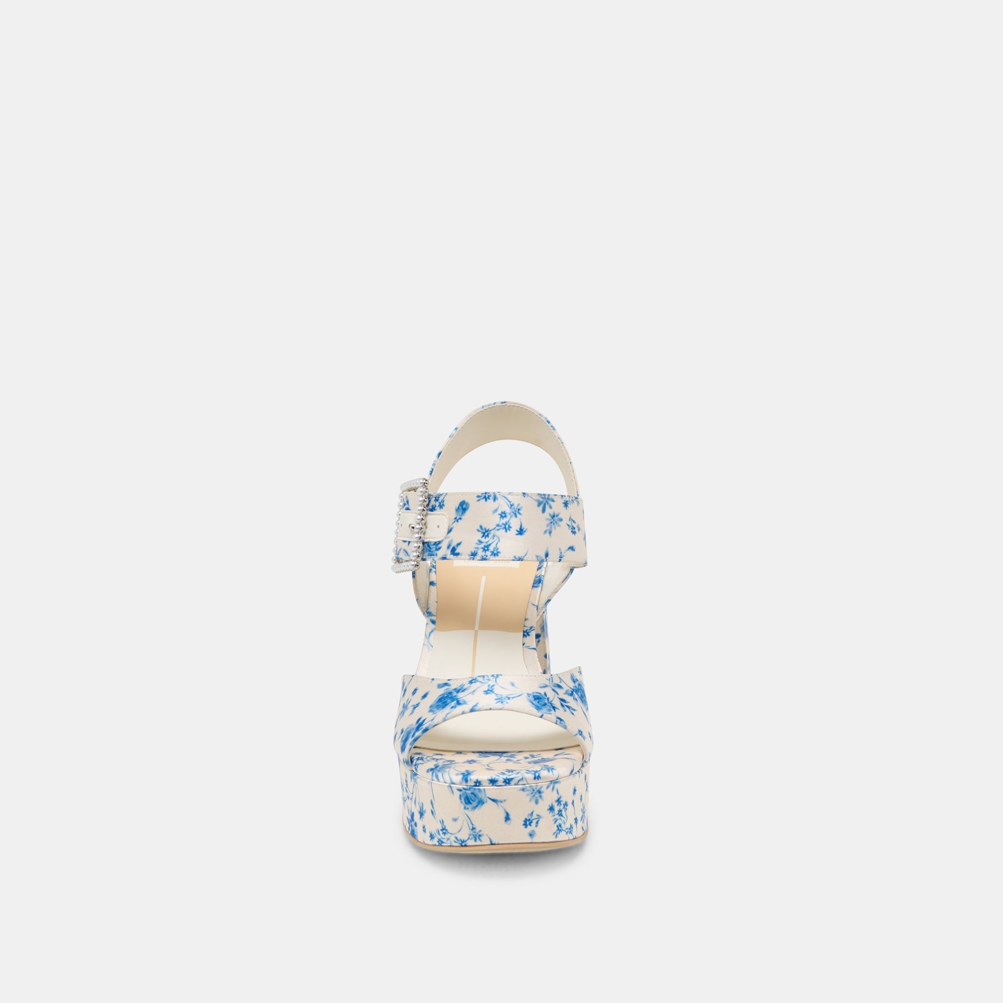 BOBBY PEARL HEELS BLUE FLORAL SATIN - re:vita