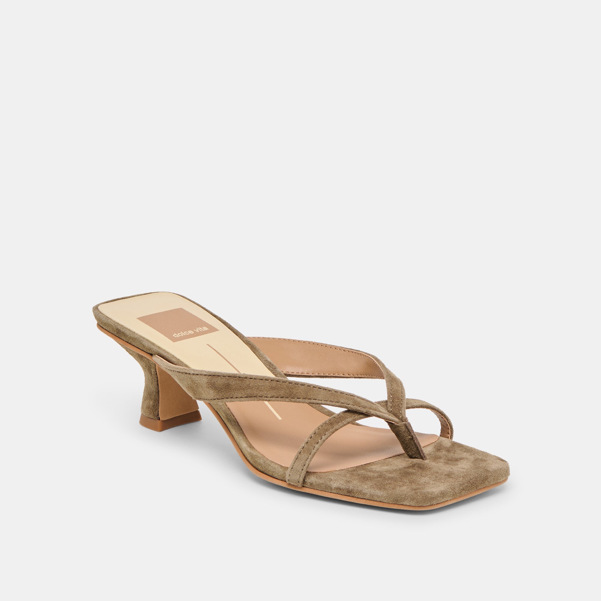 BREVEL HEELS OLIVE SUEDE