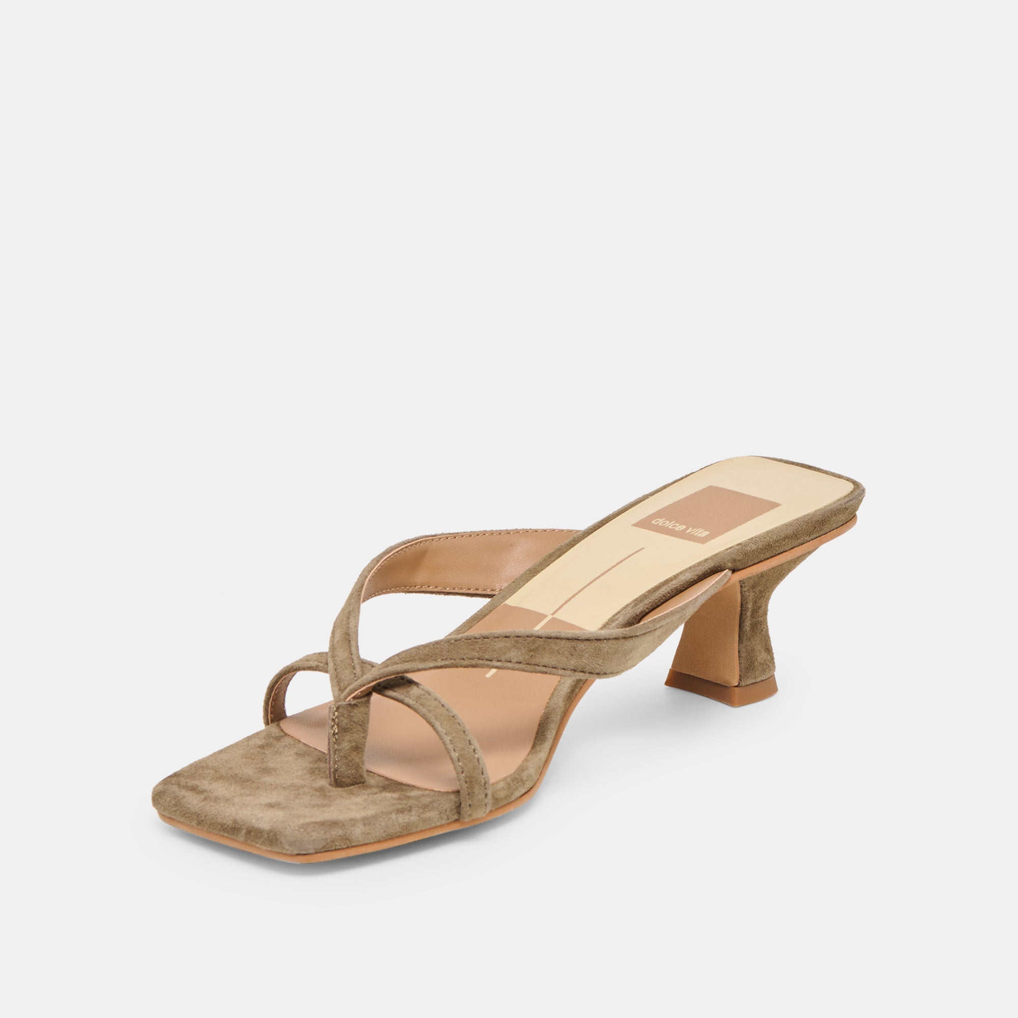 BREVEL HEELS OLIVE SUEDE