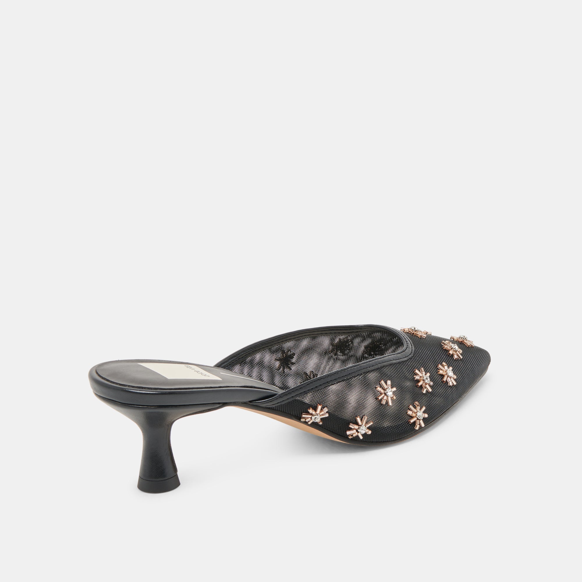 CLARA WIDE HEELS BLACK MESH