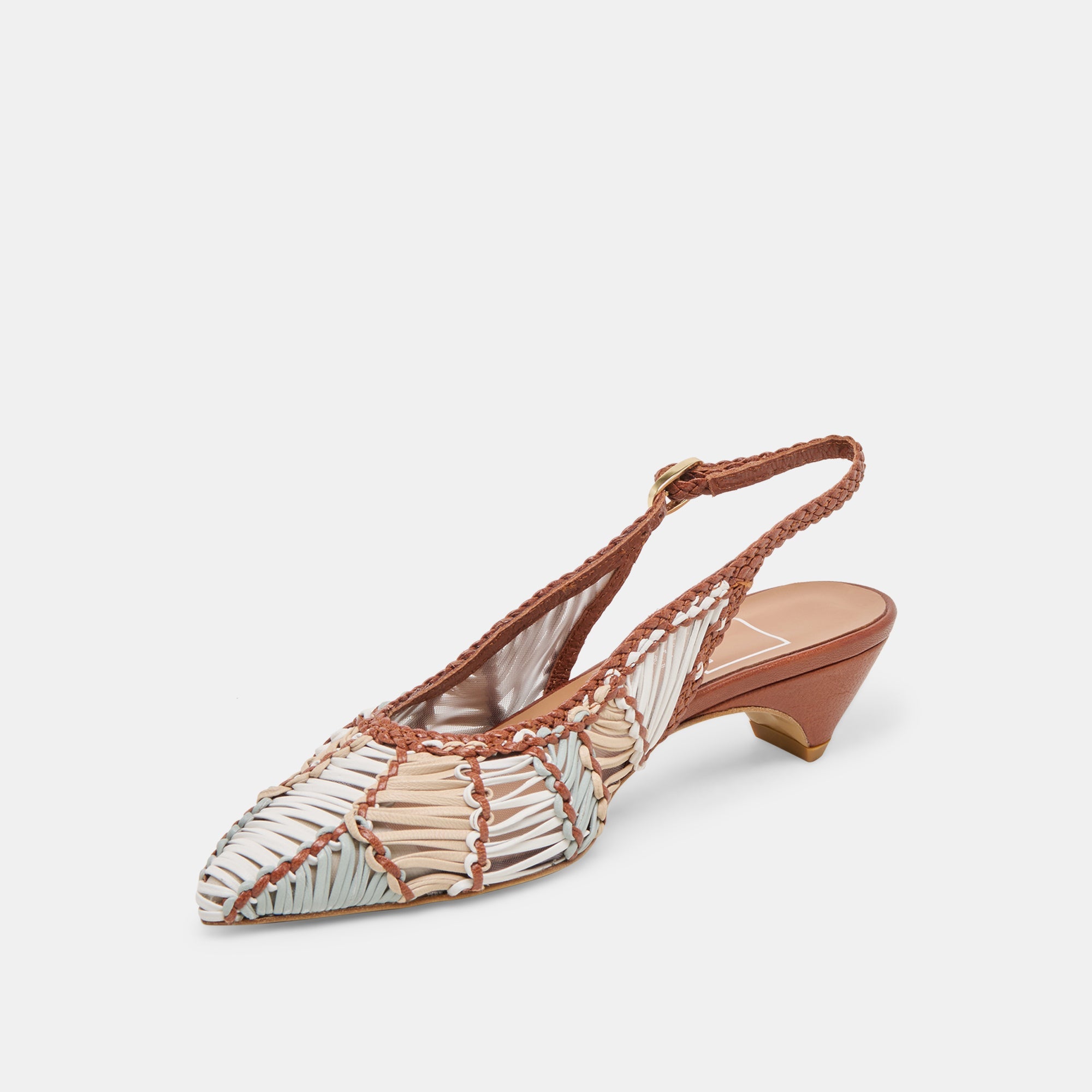 DAFNEY HEELS TAN MULTI WOVEN LEATHER