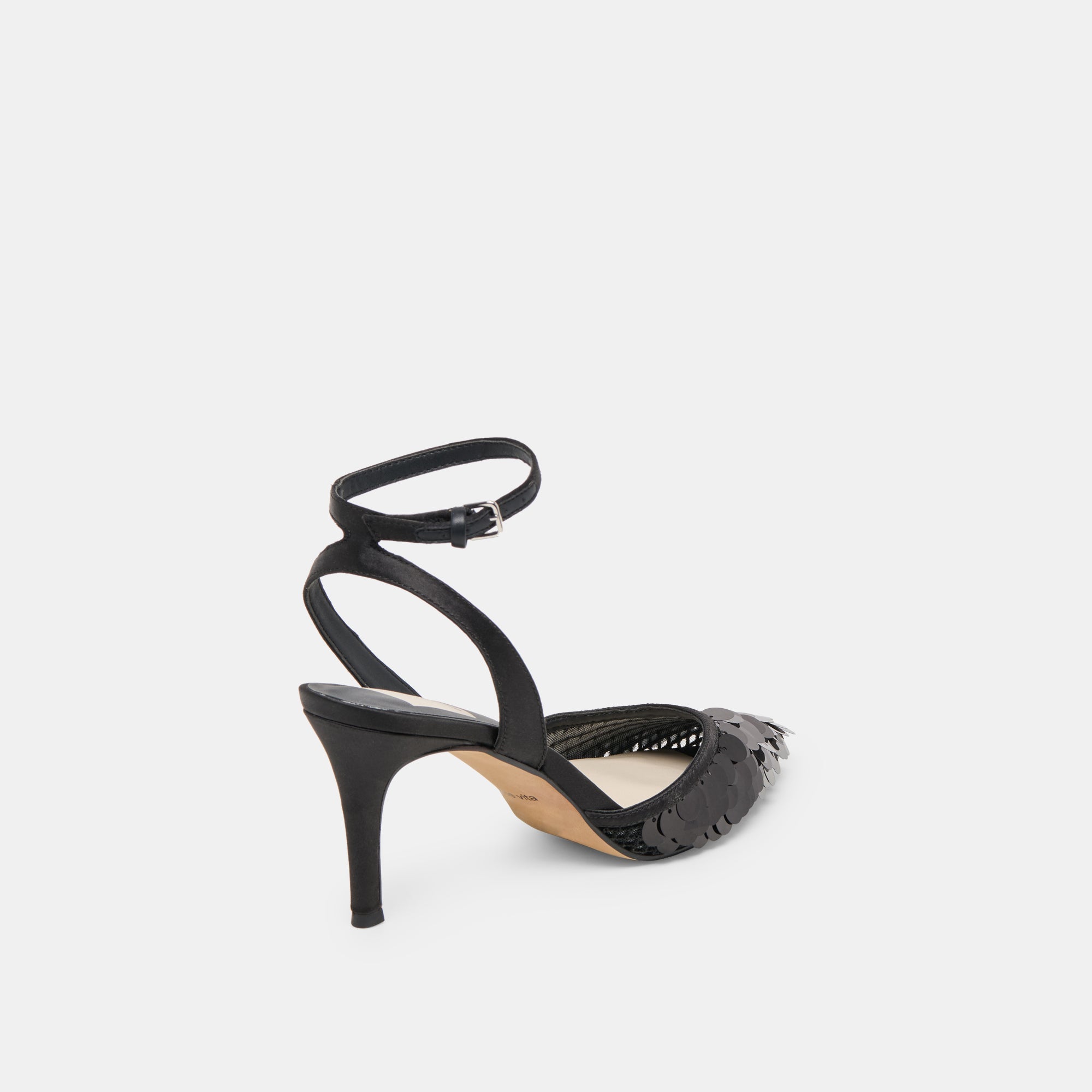 ELIZZA CONFETTI HEELS ONYX WOVEN MESH