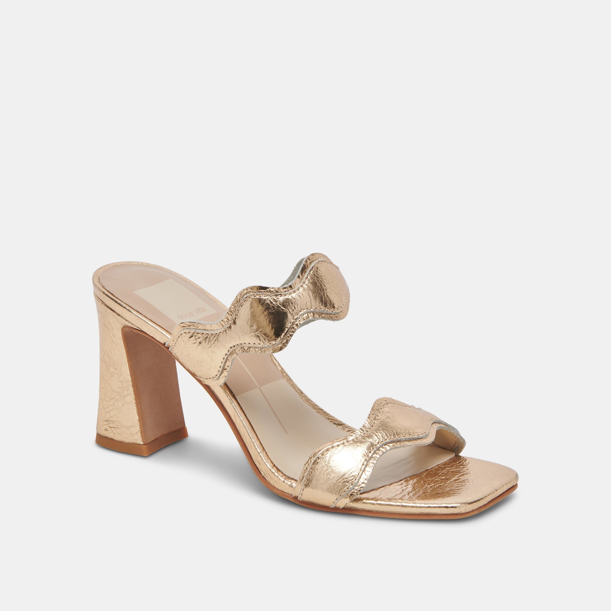 ILVA HEELS GOLD DISTRESSED LEATHER - re:vita