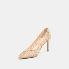 KASHE PEARL HEELS BLUSH LACE MESH