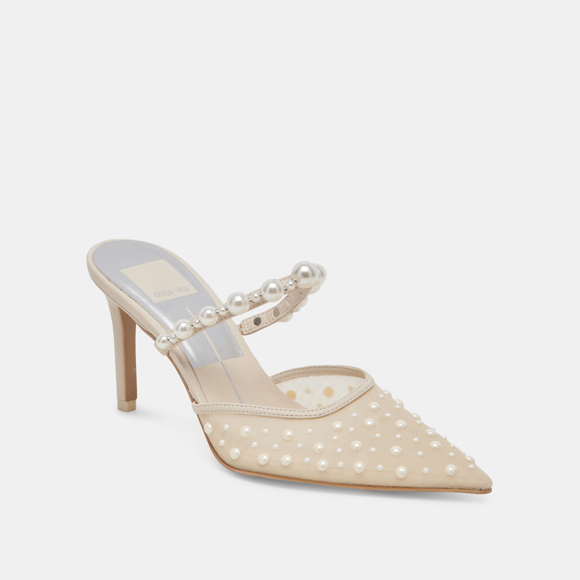 KATIK PEARL HEELS IVORY MESH - re:vita