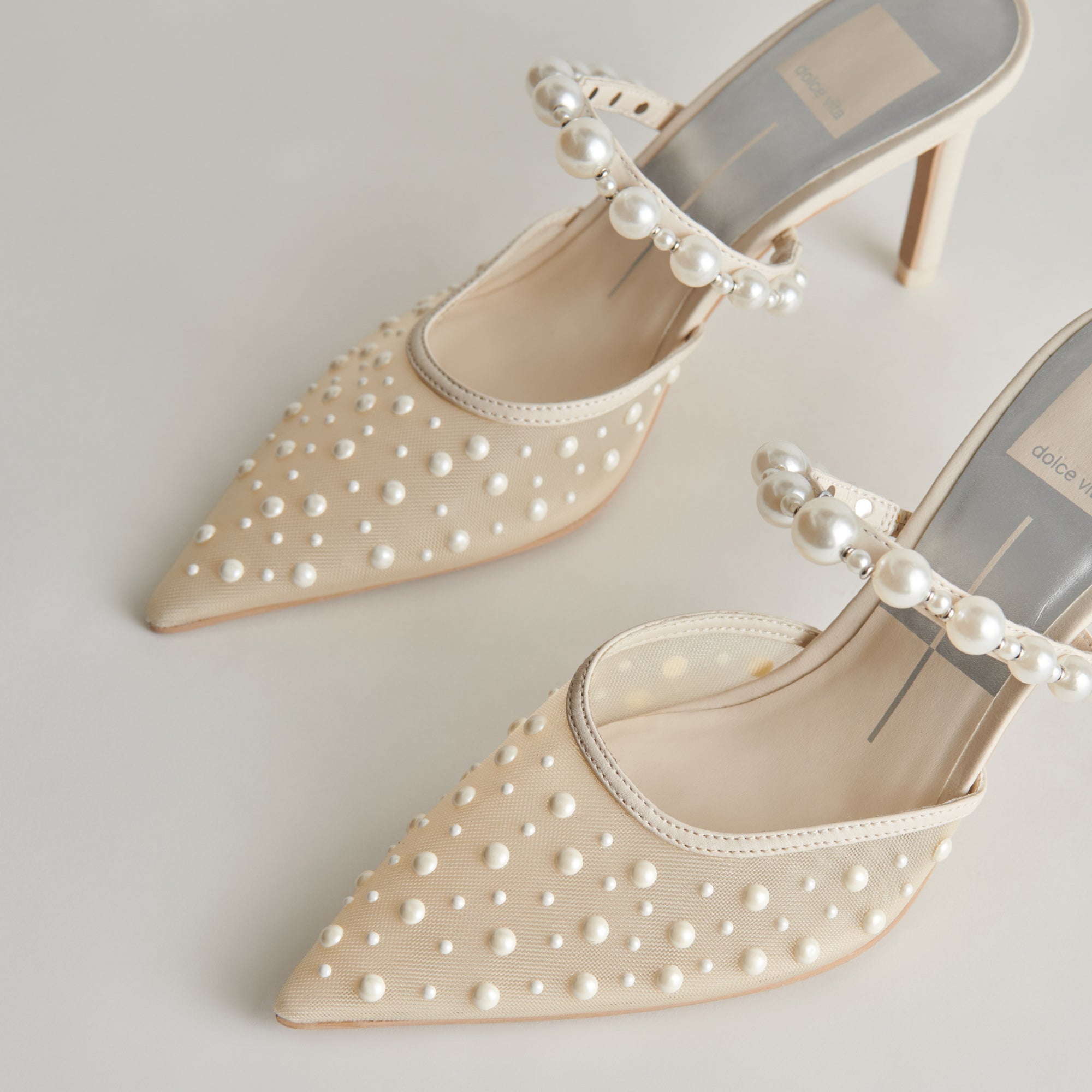 KATIK PEARL HEELS IVORY MESH - re:vita