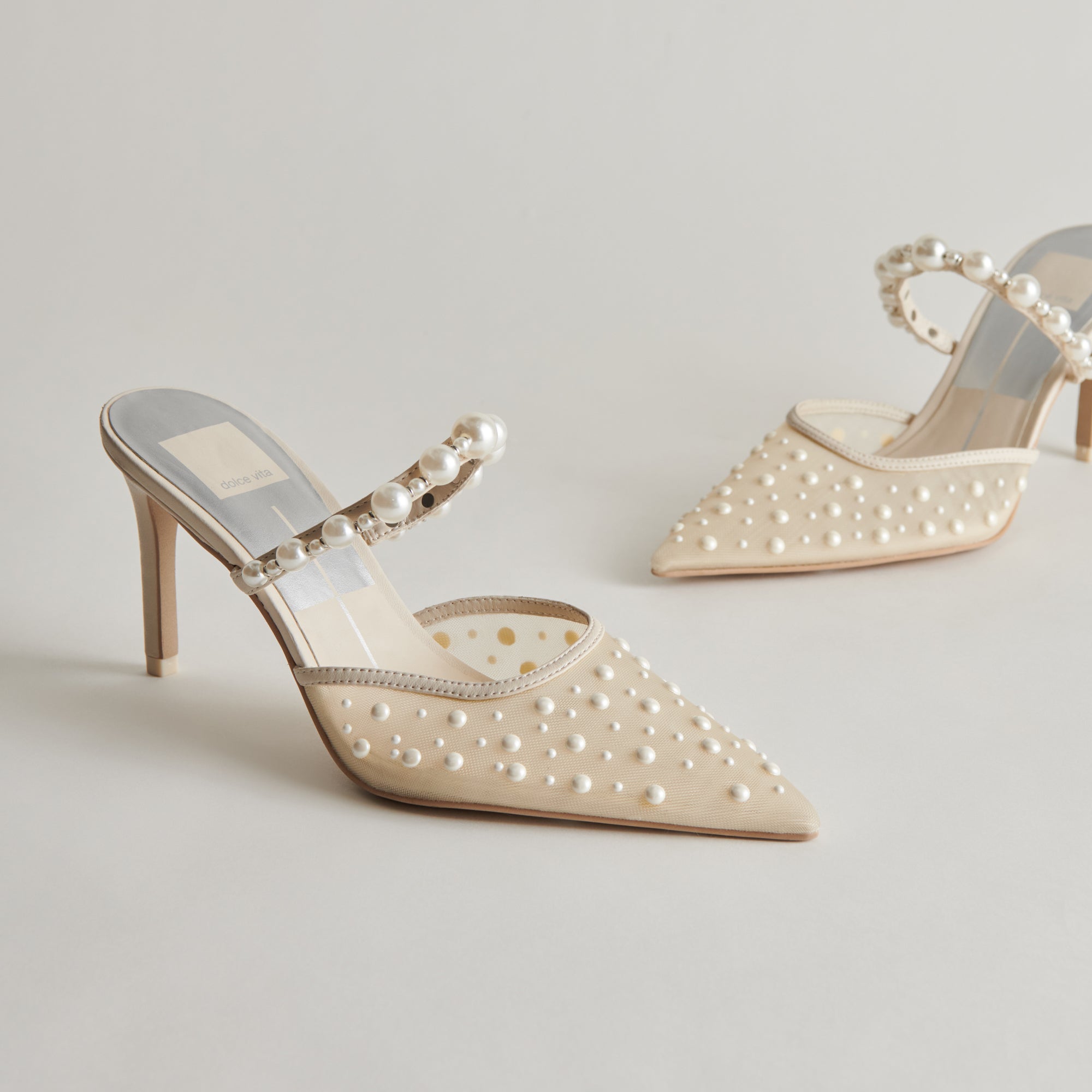 KATIK PEARL HEELS IVORY MESH - re:vita