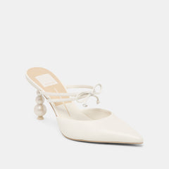 KLAIRE PEARL HEELS TRUE WHITE LEATHER