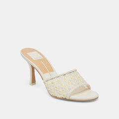 LAVENA FLORAL HEELS WHITE YELLOW FLORAL MESH