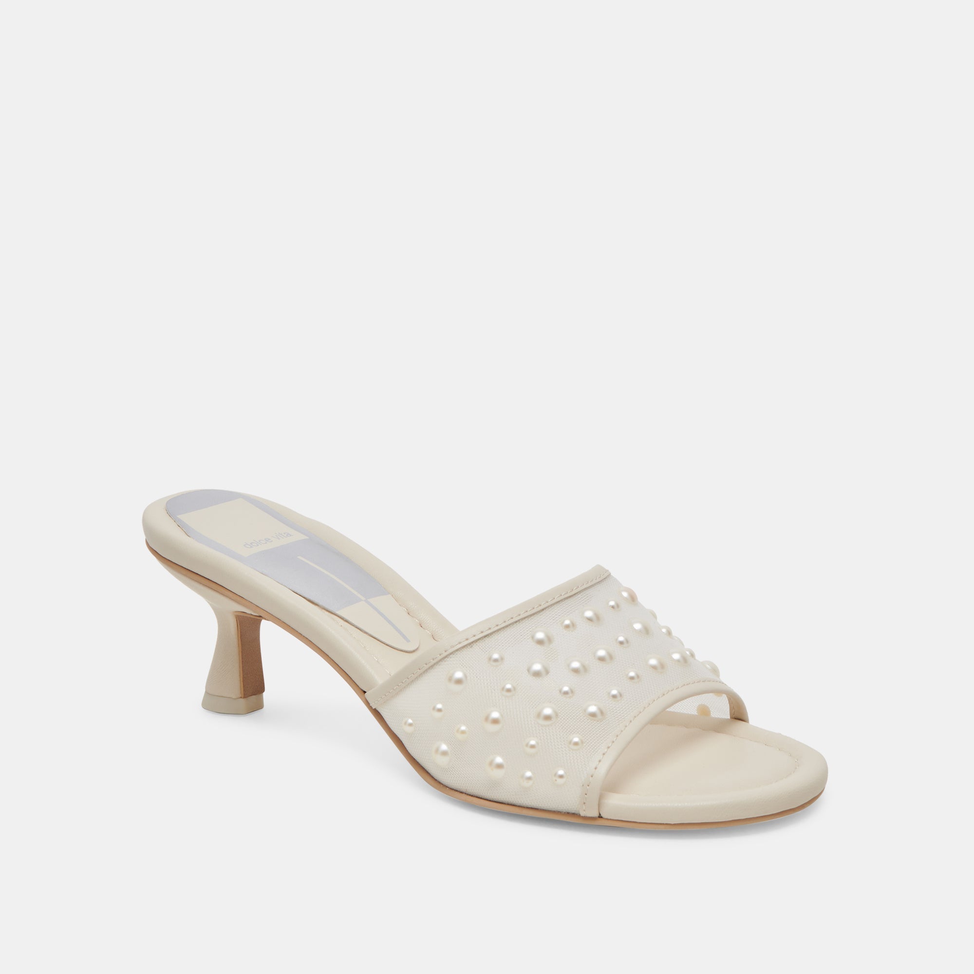 MEEZA PEARL HEELS IVORY MESH - re:vita