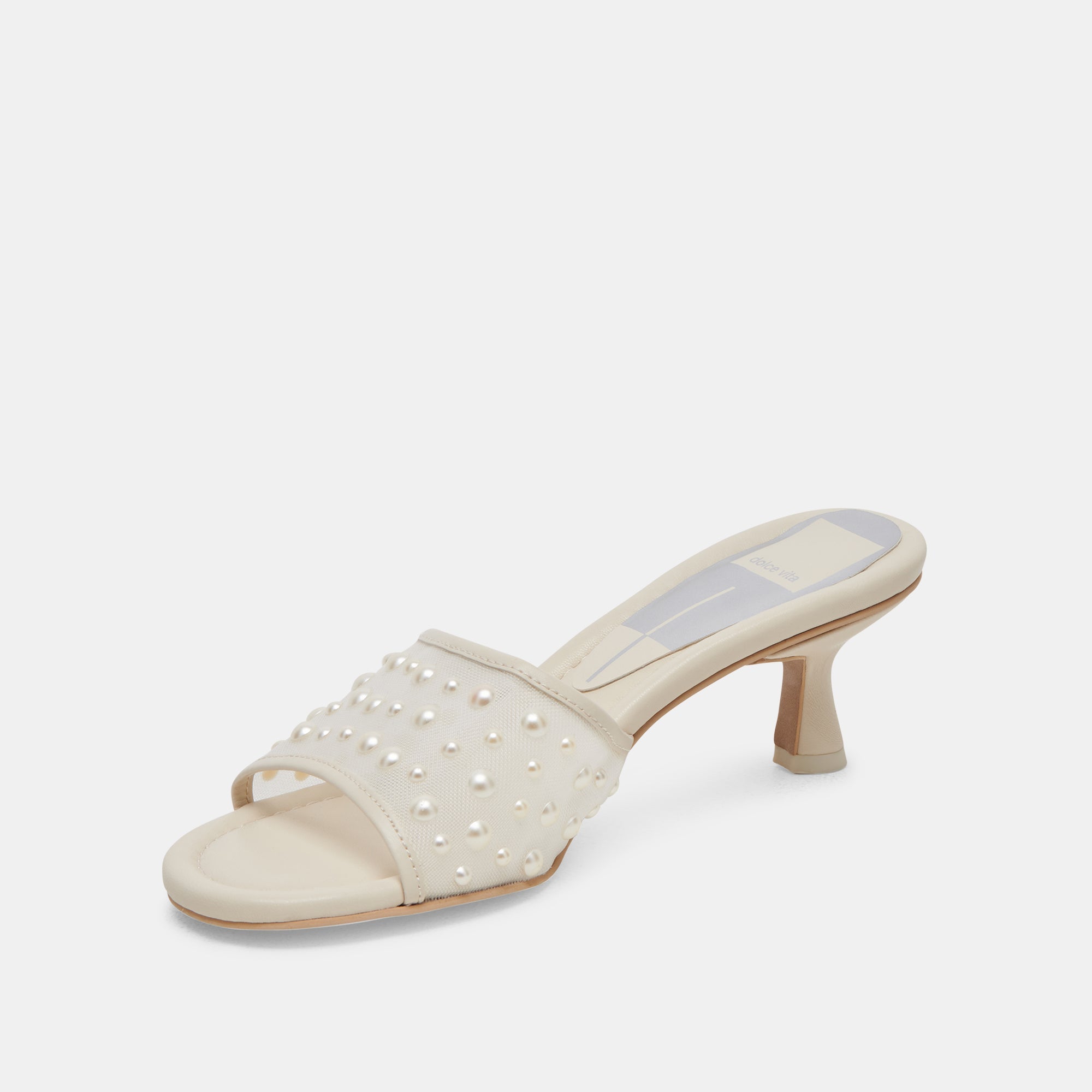 MEEZA PEARL HEELS IVORY MESH - re:vita
