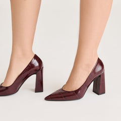 MISTY HEELS BURGUNDY CROCO EMBOSSED LEATHER