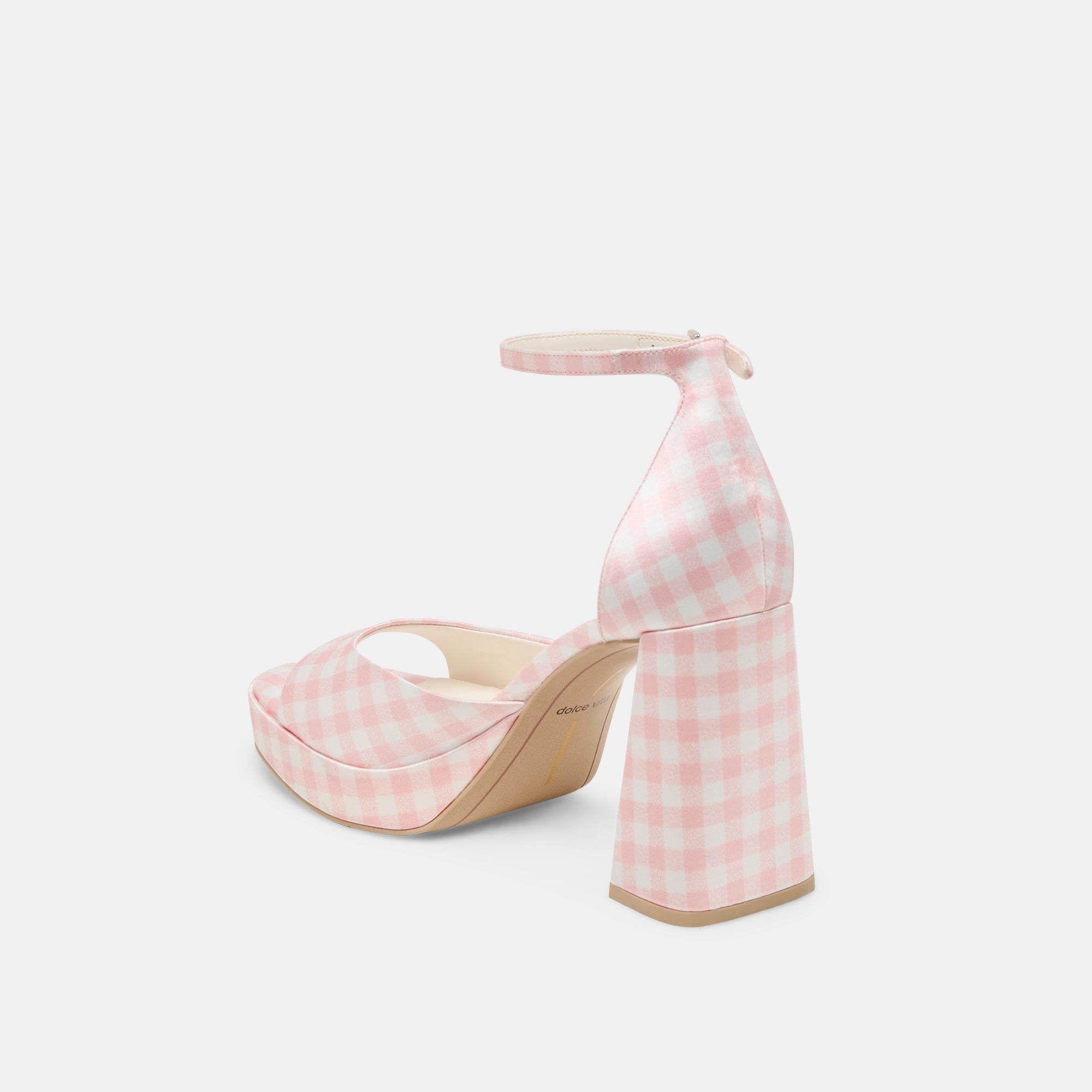 PANDRO X BYRDIE GOLF WIDE HEELS PINK PLAID GINGHAM
