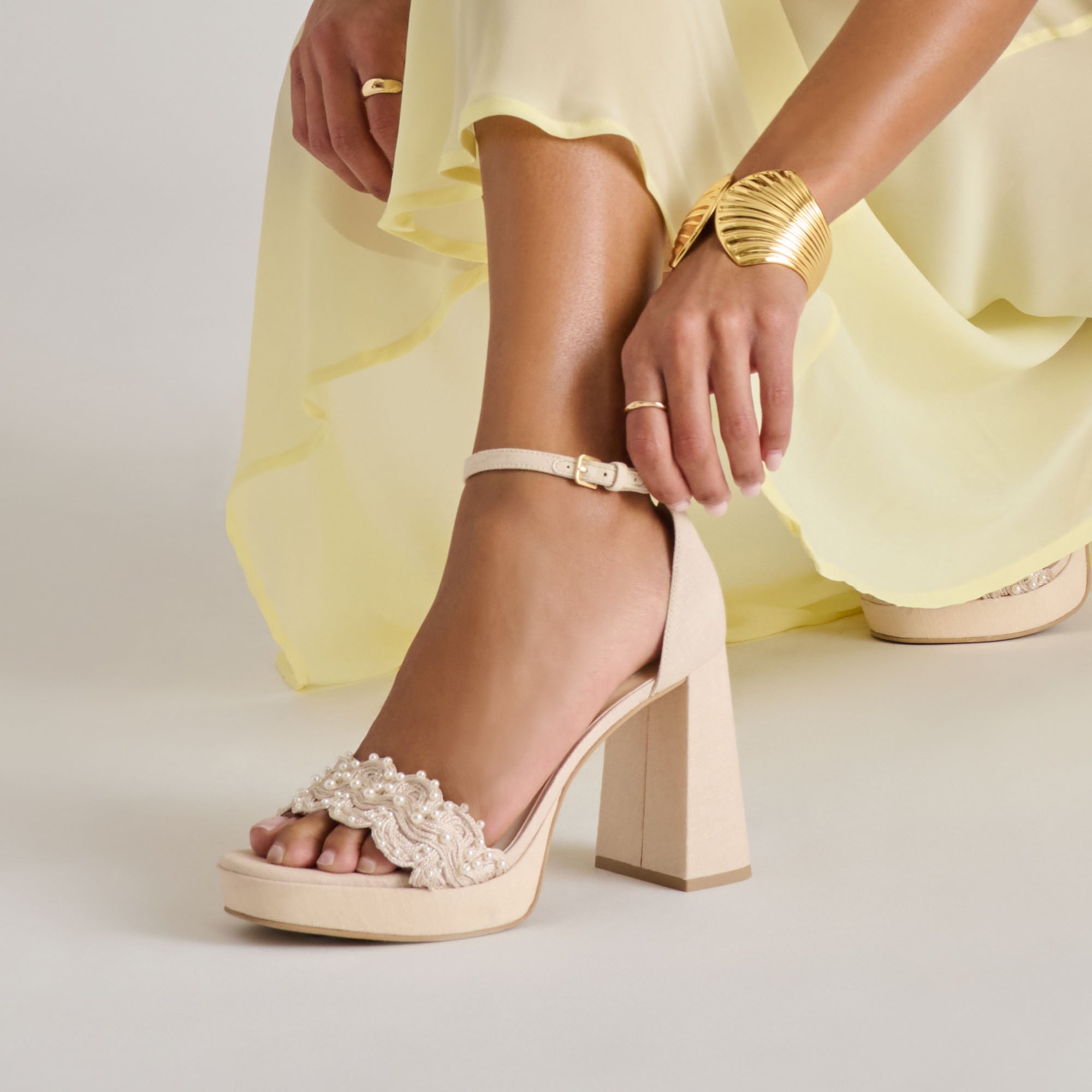 PELTIN PEARL HEELS VANILLA WOVEN RAFFIA
